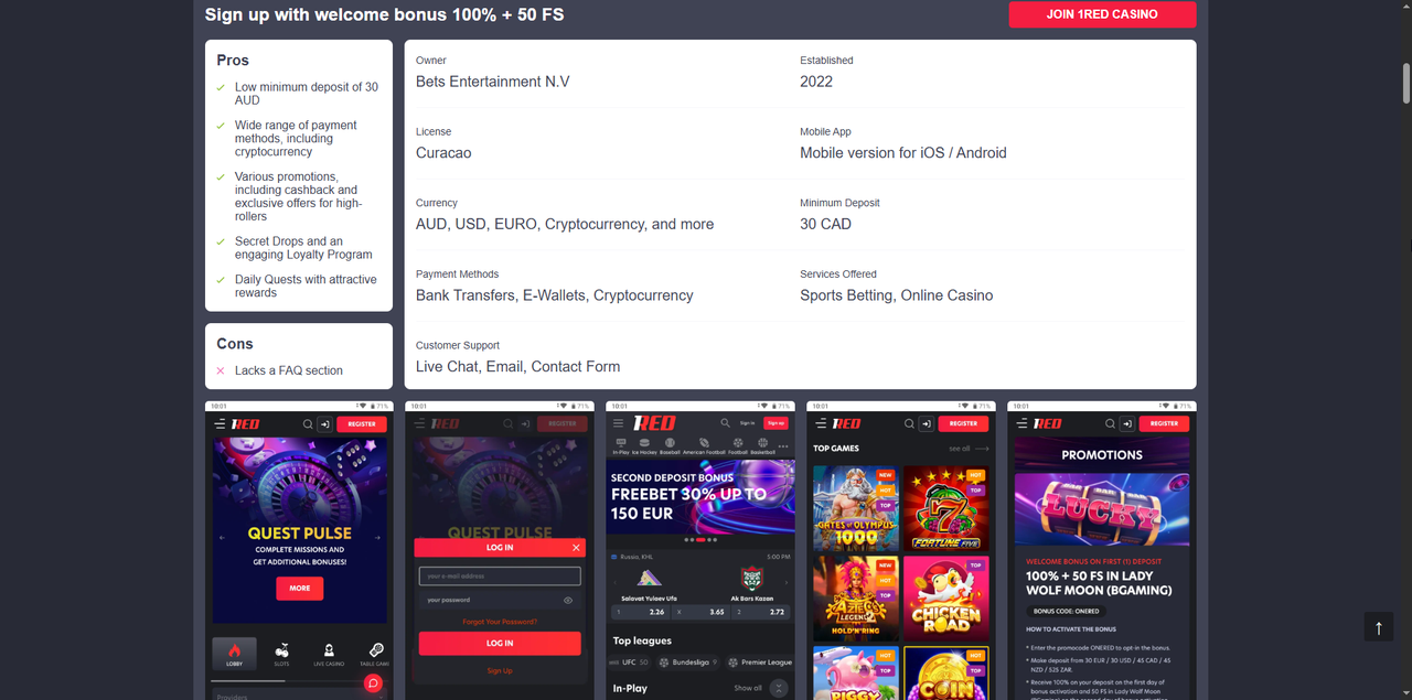 1Red Casino Apskats 2026 Casino